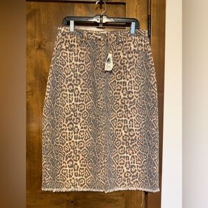 EASEL leopard denim skirt - NWT, size L